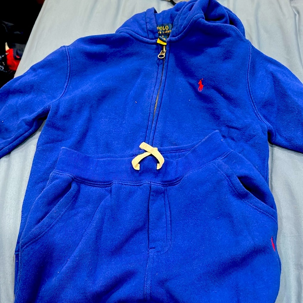 Royal blue polo, Ralph Lauren size 7 blue sweatsuit